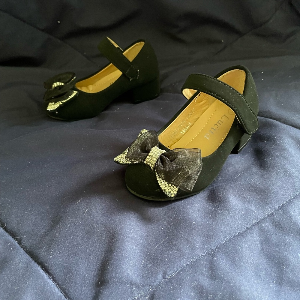 Elegant Black Kids Dress Shoes with Bow by Lucita